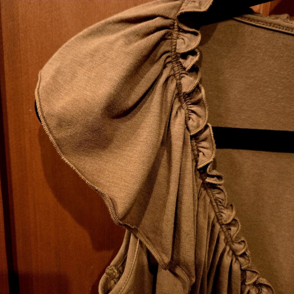 Boston Proper Tan Ruffled Top - Picture 4 of 6